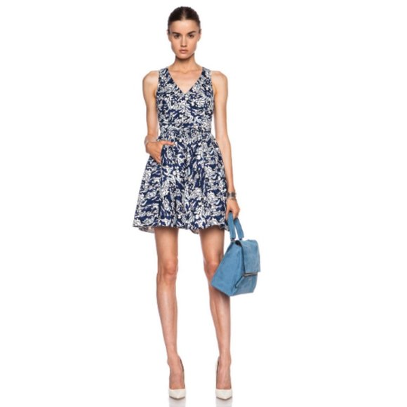 ELLE SASSON Flounder Cotton Blue Abstract Dress - Picture 1 of 12